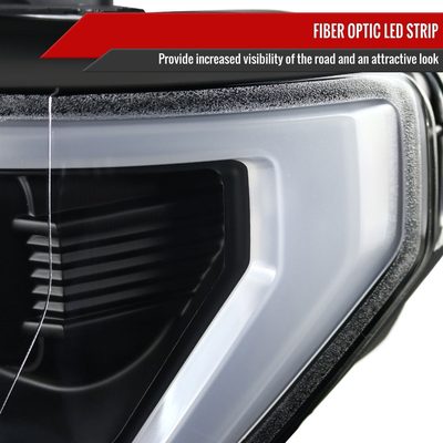 2015-2017 Ford F-150 LED Bar Projector Headlights Matte Black/Clear Lens