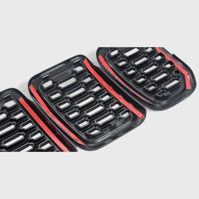 2021-2025 Jeep Grand Cherokee L Grille Overlay Gloss Black 8Pcs ABS Plastic