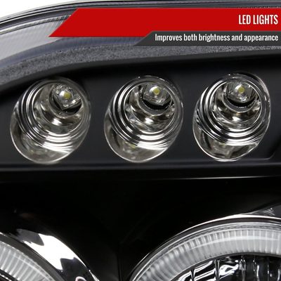 2001-2004 Nissan Frontier Dual Halo Projector Headlights Matte Black/Clear