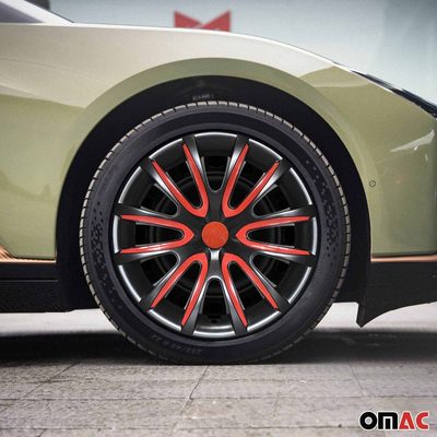 Bicolo Hub Caps Wheel Cover 16" Black & Red Full Set 4 pcs.