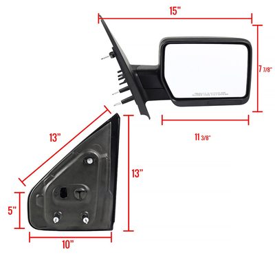 2004-2006 Ford F-150 Black Manual Adjustable Side Mirror - Passenger Side Only