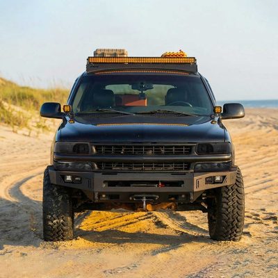 For Chevrolet Silverado Tahoe Suburban 1999-2002 LED Bar Style Headlights Bumper Light Chrome Housing Smoked Lens