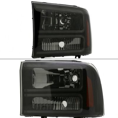 1999-2004 Ford F-250/350/450/550/Excursion Headlights Dual LED C-Bar Jet Black