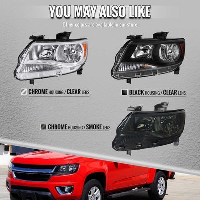 For Chevrolet Colorado 2015-2022 Factory Headlights Chrome Housing Smoked Lens