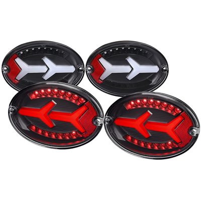 1997-2004 Chevy Corvette C5 4 PC White LED Bar Tail Lights Matte Black/Clear