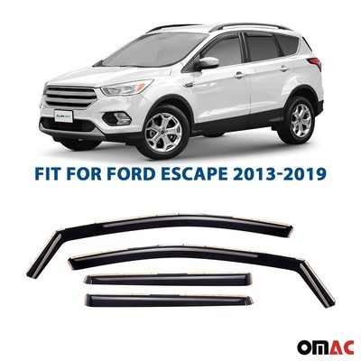 Clim Art Wind Deflectors for Ford Escape 2013-2019 Shatterproof Dark Smoke 4 Pcs