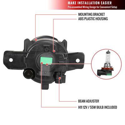 2019-2020 Nissan Altima H11 Fog Lights Kit Chrome Housing/Clear lens