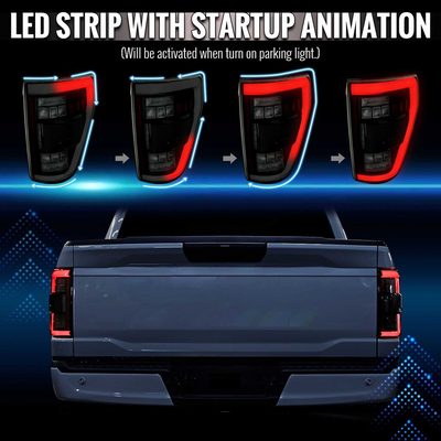 For Ford F-150 2021-2023 Full LED Tail Light Halogen Bulb Blind Spot Model Smoked Lens White Light Bar