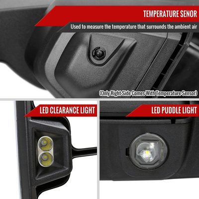 2019-2022 GMC Sierra 1500 Heated Chrome Towing Mirrors Smoke Lens Turn Signal
