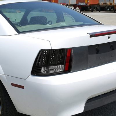 1999-2004 Ford Mustang Sequential LED Tail Lights - RS Matte Black/Clear Lens