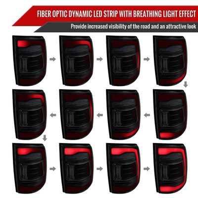 2013-2018 RAM 1500/2500/3500 Signal LED Tail Lights Matt Black/Smoke
