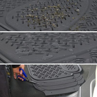 Universal fit Rubber Car Floor Mats Liner All Weather 4Pcs Gray