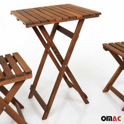 3Pcs Folding Wooden Bistro Set Dining Indoor Outdoor Furniture BBQ Picnic Party