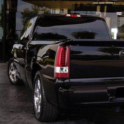2003-2006 Chevy Silverado LED Tail Lights Chrome Housing/Red Clear Lens