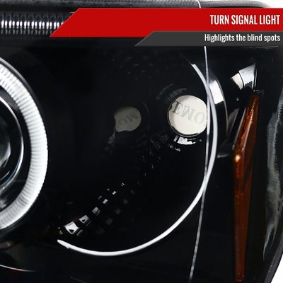 1999-2004 Jeep Grand Cherokee Dual Halo Projector Headlights Jet Black/Clear