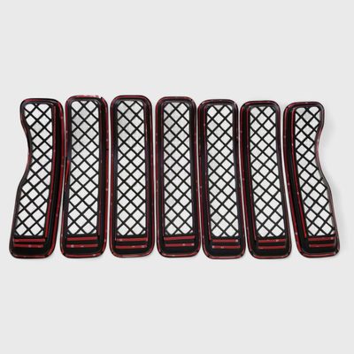 2018-2023 Jeep Wrangler JL Grille Overlay Gloss Black 7Pcs ABS Plastic