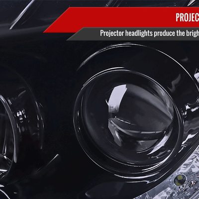 1996-1998 Honda Civic Projector Headlights R8 LED Light Black/Smoke Lens