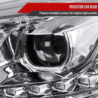 2013-2015 Chevy Malibu Projector Headlights w/ LED Light Strip Chrome/Clear