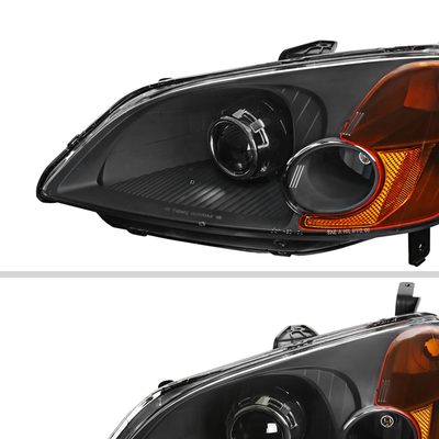 2001-2003 Honda Civic Projector Headlights w/ H1 Bulbs Matte Black/Clear Lens