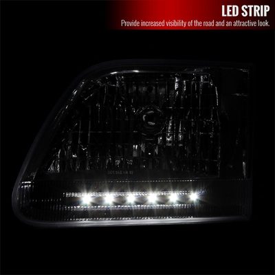1997-2004 Ford F-150/Expedition Factory Headlights SMD LED Light Strip Chrome