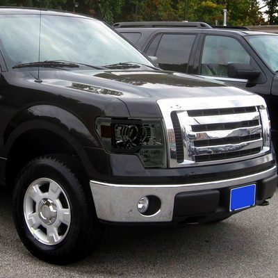 2009-2014 Ford F-150 LED Strip Projector Headlights Chrome/Smoke Lens