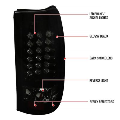 2003-2006 Chevy Silverado LED Tail Lights Glossy Black Housing/Smoke Lens
