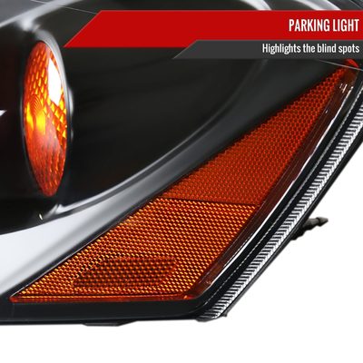 2005-2010 Pontiac G6 Factory Headlights w/Amber Reflectors Matt Black/Clear