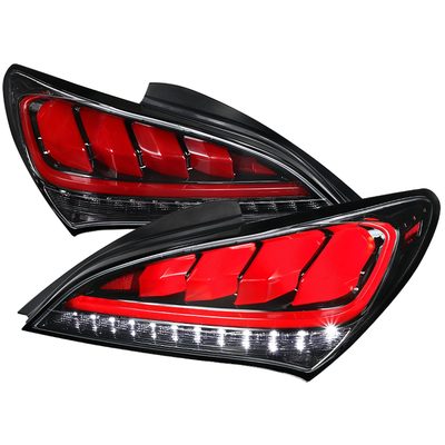 2010-2016 Hyundai Genesis Coupe Red Bar LED Tail Lights Jet Black/Clear