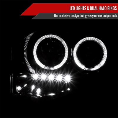 2002-2005 Dodge RAM 1500/ RAM 2500 3500 Dual Halo Headlights Jet Black