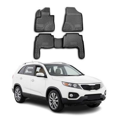 2011-2013 Kia Sorento Floor Mats Liners Full Set All Weather Black