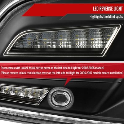 2003-2007 Infiniti G35 Coupe White LED Halo Signal Tail Light Matt Black/Clear