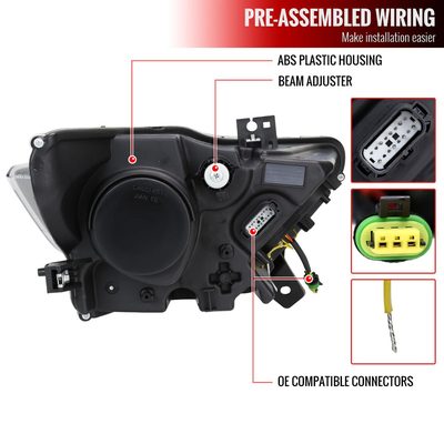 2015-2017 Ford Mustang HID/Xenon LED Turn Signal Projector Headlights Black
