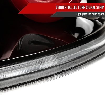 2003-2007 Infiniti G35 Coupe Red LED Halo Signal Tail Lights Glossy Black