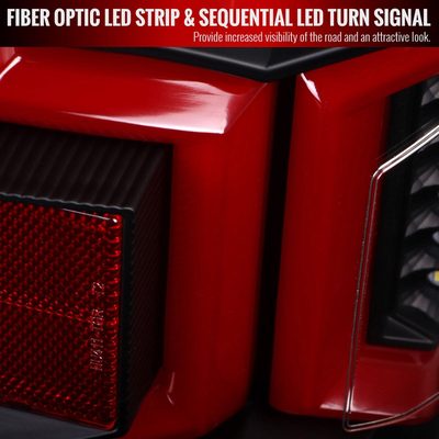 2019-2024 Dodge RAM 2500/3500 Red LED Bar Signal Tail Lights Black/Clear
