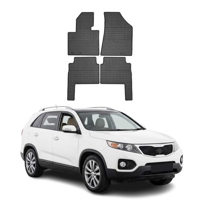 2011-2013 Kia Sorento Floor Mats Liners Full Set All Weather Rubber Black
