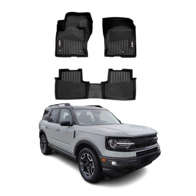 2021-2024 Ford Bronco Sport Premium Floor Mats Liners First and Second Row Set Black