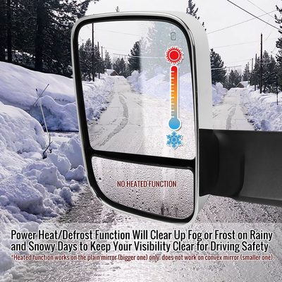 2009-2012 Dodge RAM 1500 Foldable Heated & Manual Chrome Towing Mirrors Clear