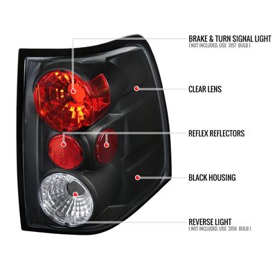 2003-2006 Ford Expedition Tail Lights Matte Black Housing/Clear Lens