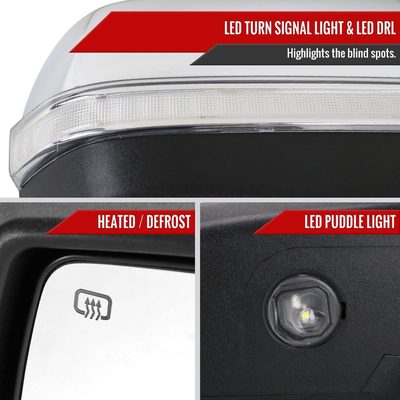 2014-2018 Chevy Silverado/Sierra Chrome Auto-Fold&Heated Side Mirror Passenger