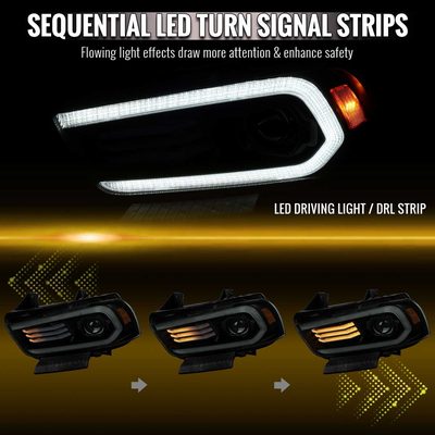 For Dodge Charger 2011-2014 Headlights LED DRL Light Strip Turn Signal Side Marker Black Housing Smoked Lens