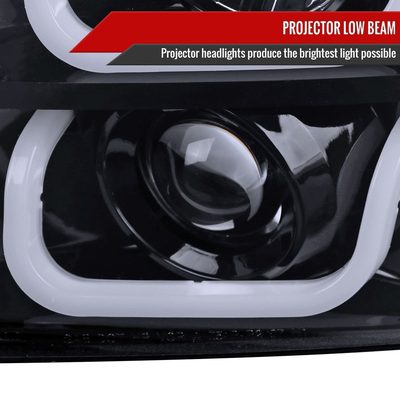 2007-2014 GMC Yukon/Yukon XL 1500/2500 LED U-Bar Headlights Black/Light Smoke