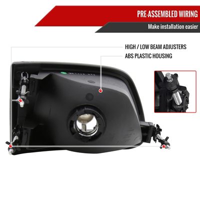 1997-2004 Ford F-150/Expedition Factory Crystal Headlights Matt Black/Clear