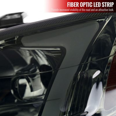 1999-2000 Honda Civic Coupe/SD LED Bar Factory Style Headlights Chrome/Smoke