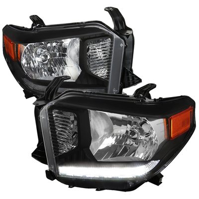 2014-2021 Toyota Tundra Factory Headlights w/LED Light Strip Matt Black/Clear