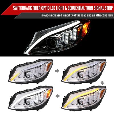 2015-2018 Mercedes-Benz C-Class W205 Turn Signal Projector Headlights Chrome