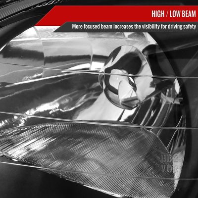 1999-2000 Honda Civic Crystal Headlights w/ Amber Reflector Matte Black/Clear