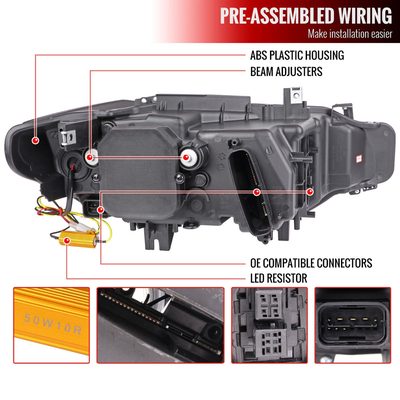 2012-2015 BMW F30 3 Series Sedan Dual LED Headlights LED Signal Matte Black