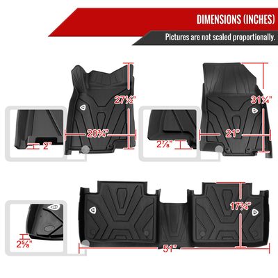 2014-2020 Nissan Rogue All Weather Floor Mats Liner TPE 3Pcs Black
