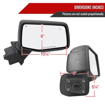 2019-2024 GMC Sierra 1500 Black Auto-Fold Side Mirror & Auxiliary Passenger