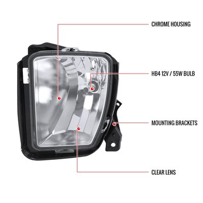 2013-2018 Dodge RAM 1500 9006 Fog Lights Kit Chrome Housing/Clear Lens